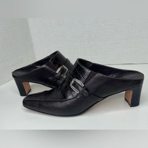 Brighton Tiana Leather Mules Size 6M Brown Slip On Dress Shoes Made in Brazil